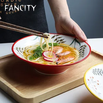 

FANCITY Cute Cartoon Animals Ceramic Noodle Bowl Fruit Salad Bowl Soup Bowl Hat Bowl Ramen Horn Bowl Vegetable Bowl