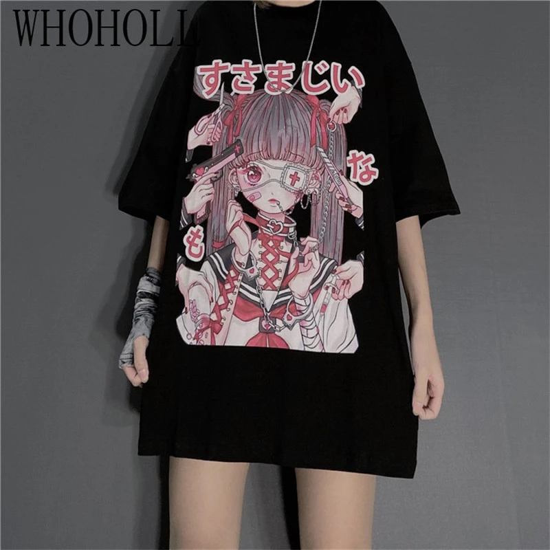 Camiseta gótica Sexy de verano para mujer, remera holgada de estética Punk,  ropa de calle Grunge oscura, camisetas góticas para mujer, ropa Harajuku - AliExpress  Ropa de mujer