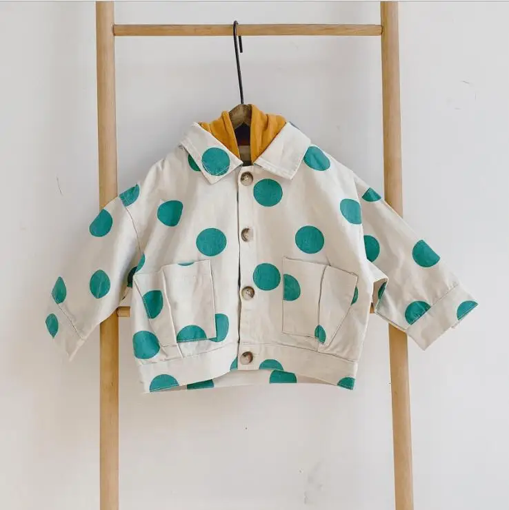 New Arrival Girls Boys Dots Coat Autumn Full Sleeve Fashion Kids Jacket 1-6 Years PZ236