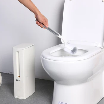 

6L Narrow Plastic Trash Can Set with Toilet Brush Bathroom Waste Bin Dustbin Trash Cans Garbage Bag Garbage Bucket Dispenser