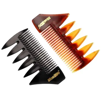 

2 In 1 Short Dual Side Tooth Detangling Curly Hair Comb Retro Back Head Styling Beard Oil Men Hairdressing Wide Teeth Comb X7YB