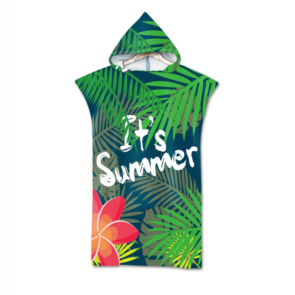 

Printed Palm tree Microfiber Hooded Beach Towel For Adults Quick Dry Changing Bathrobe Hooded Swimming Gym Fitness Bath Towels