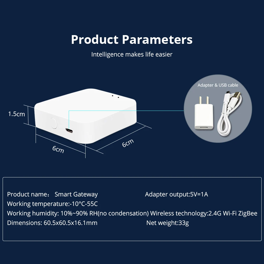  Tuya Zigbee 3.0 Hub Gaterway Wifi Smart Home Bridge Wireless Remote Controller - 4000337043237