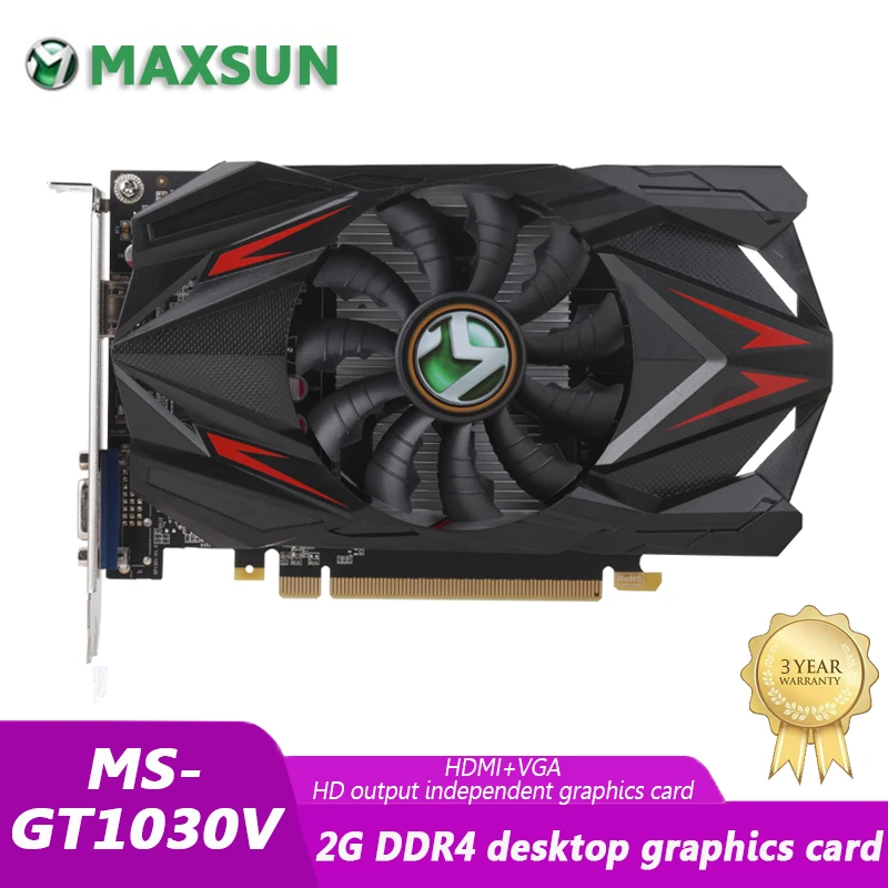 Maxsun GT1030V 2GB GDDR4 Transformers 64Bit GPU Video Game Graphics Card for PC Computer