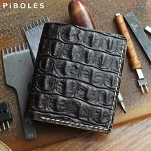 Handmade Alligator Pattern Men's Wallet Genuine Leather 6 Card Slot Wallets For Women Small Mini Retro Male Change Pocket