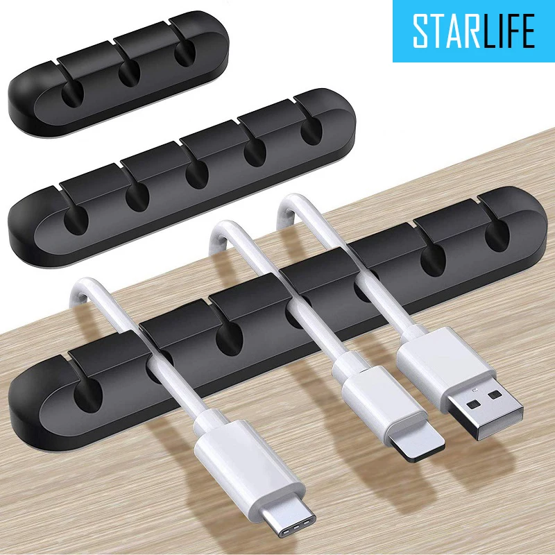 Cable Holder for Wires, Silicone USB Cable Organizer Holder Cable Winder Desktop Tidy Management Clips for Mouse Headphone