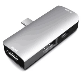 

AMS-4 in 1 USB-C HUB Type C to Hdmi+AUDIO+USB+PD 30HZ 3.5mm Audio Type C PD Charging Adapter for Macbook iPad Pro USB3.0