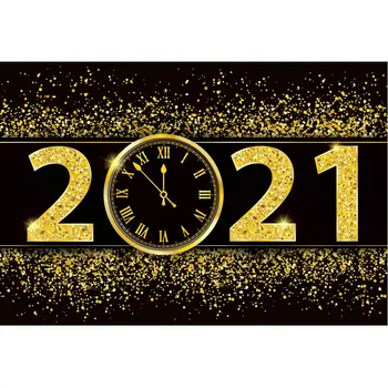 

Countdown to 2021 Decor Backdrop Golden Clock Photography Background Welcome to the New Year Party Decoration Photo Booth Props