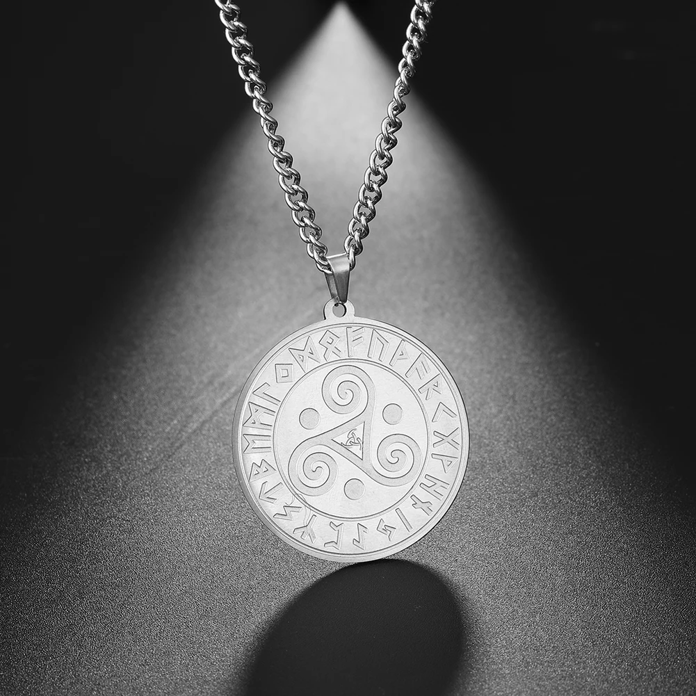 Dawapara Triskele Triple Spiral Triskelion Symbol In Runes Circle Amulet Pendant Occult Magic Pagan Talisman Men Necklace | Украшения и