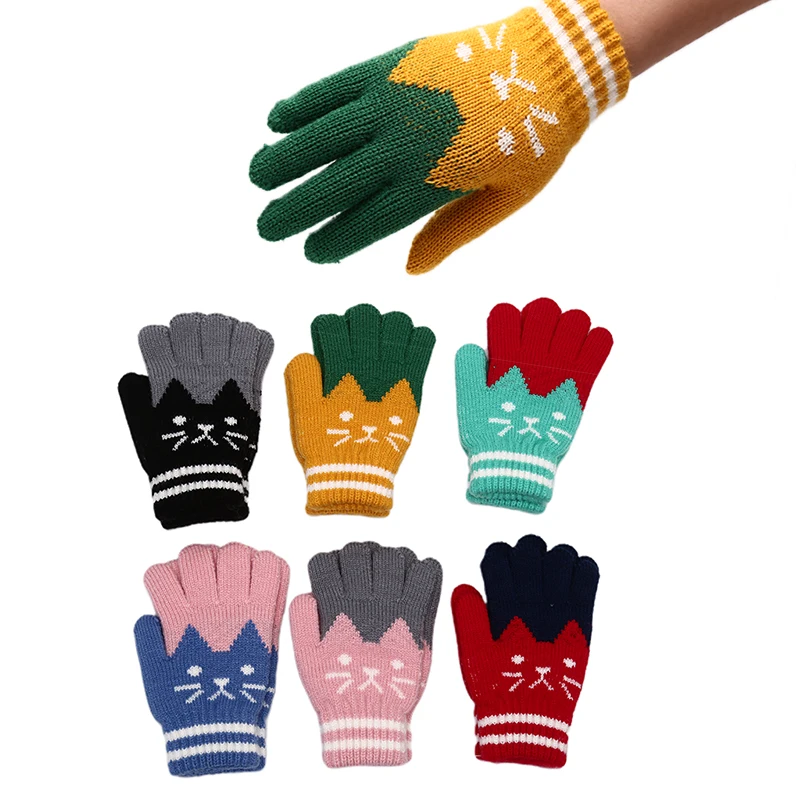 Детские зимние теплые толстые перчатки для маленьких девочек и мальчиков, магические перчатки для малышей, лидер продаж, милые детские перчатки из искусственного кашемира, От 4 до 8 лет