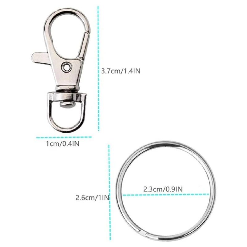 120 Pieces Swivel Clasps Bright Key Rings Metal Lanyard Snap Hooks Metal Lobster Claw Bright Hooks for Keychain Crafting