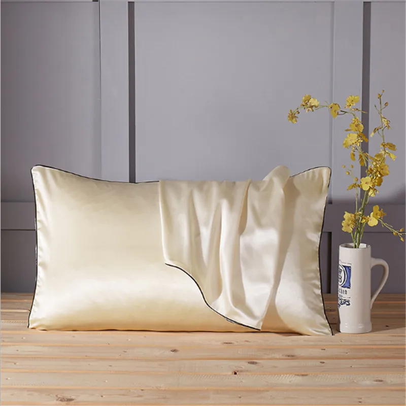 Атласная наволочка для волос и кожи, 2-Pack-queen size(18,9*29 дюймов) подушка - Цвет: Beige