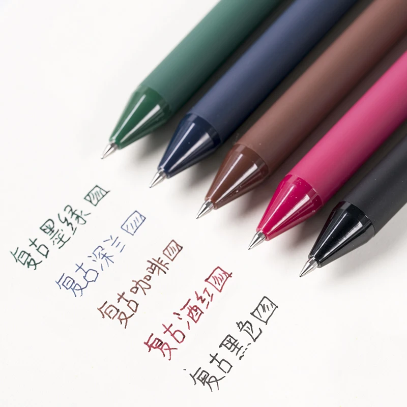

5pcs/box Kaco Retro Color Gel Pen for Adult Retractable Extra Fine 0.5mm Kawaii Pen for Planner Making Notes