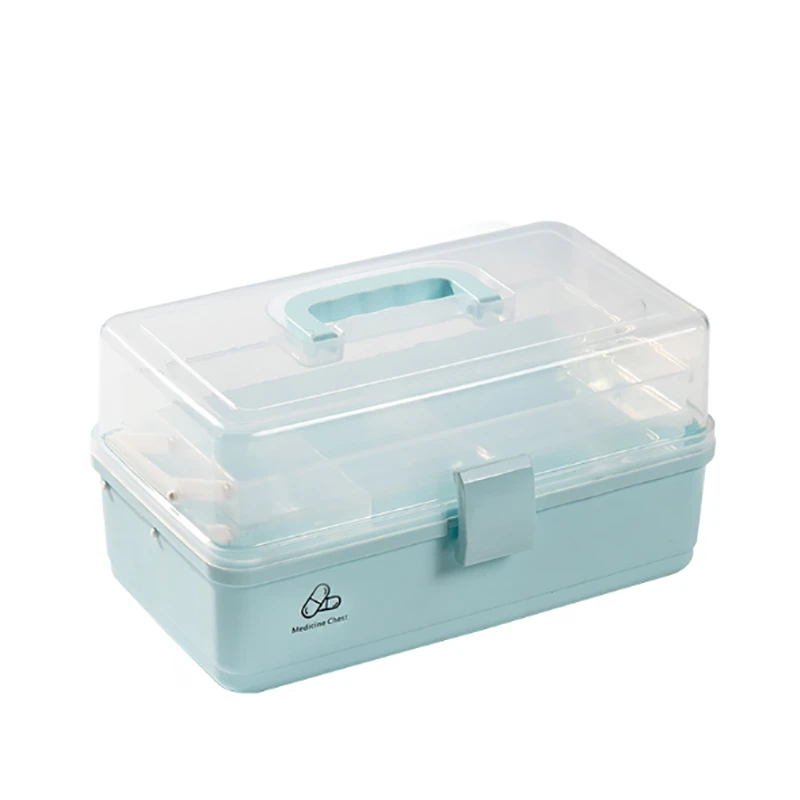 

32X18X16cm 3 Layers Family Portable Storage Medicine Gathering Case Box, Medicine Makeup Stationery Box Desk Portable Storage Bo