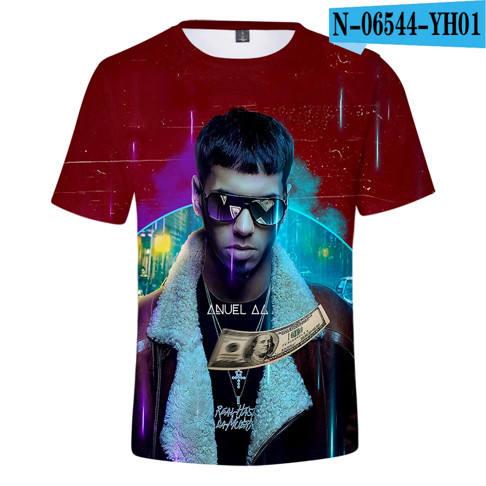 Г. Повседневные футболки Anuel AA 3D г. Лидер продаж, топы с короткими рукавами для женщин, мужчин и детей, летняя футболка в стиле хип-хоп, Real Hasta la Muerte - Цвет: 4