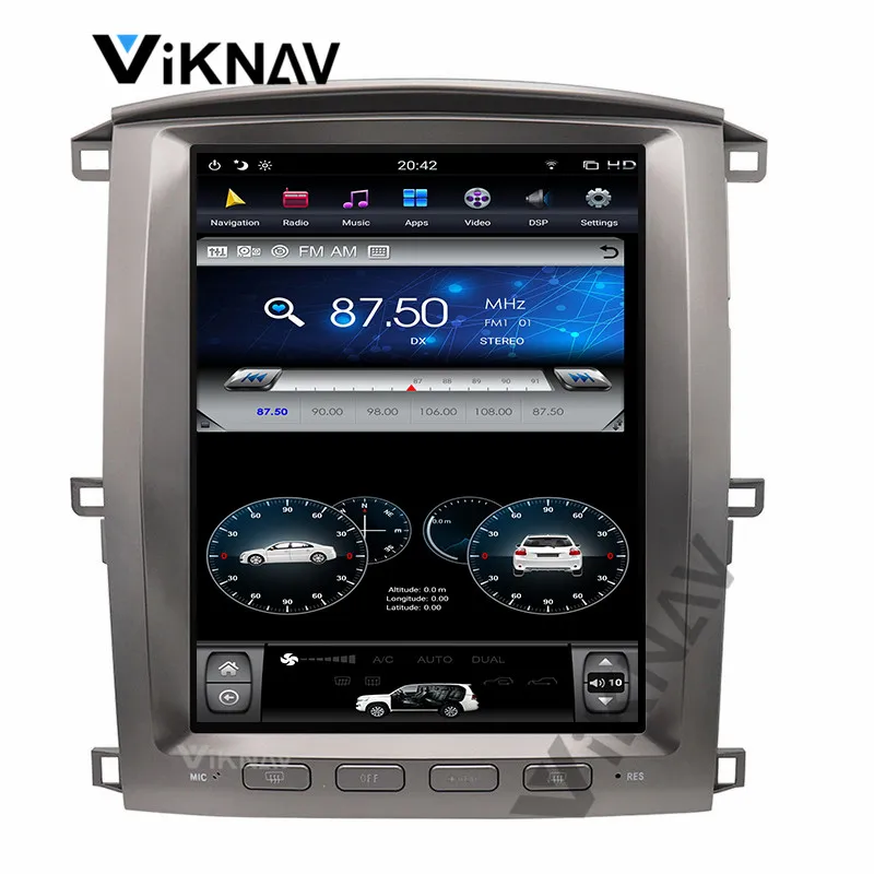 

for Toyota Land Cruiser LC100 2003-2007 Car DVD multimedia player stereo radio multimedia player vertical screen FM 12.1 inch