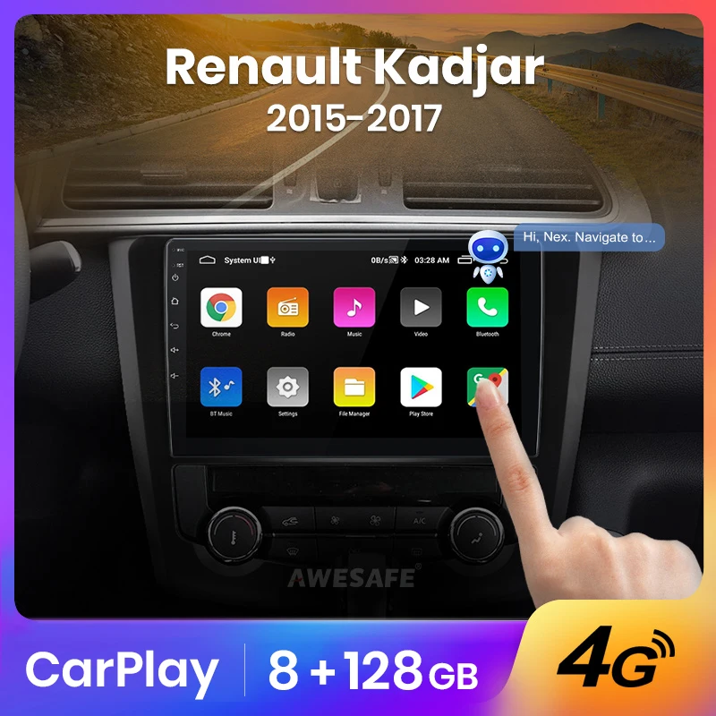 AWESAFE Android 10 для Renault Kadjar 2015 - 2017 Автомагнитола мультимедийные видеоплееры Авто CarPlay