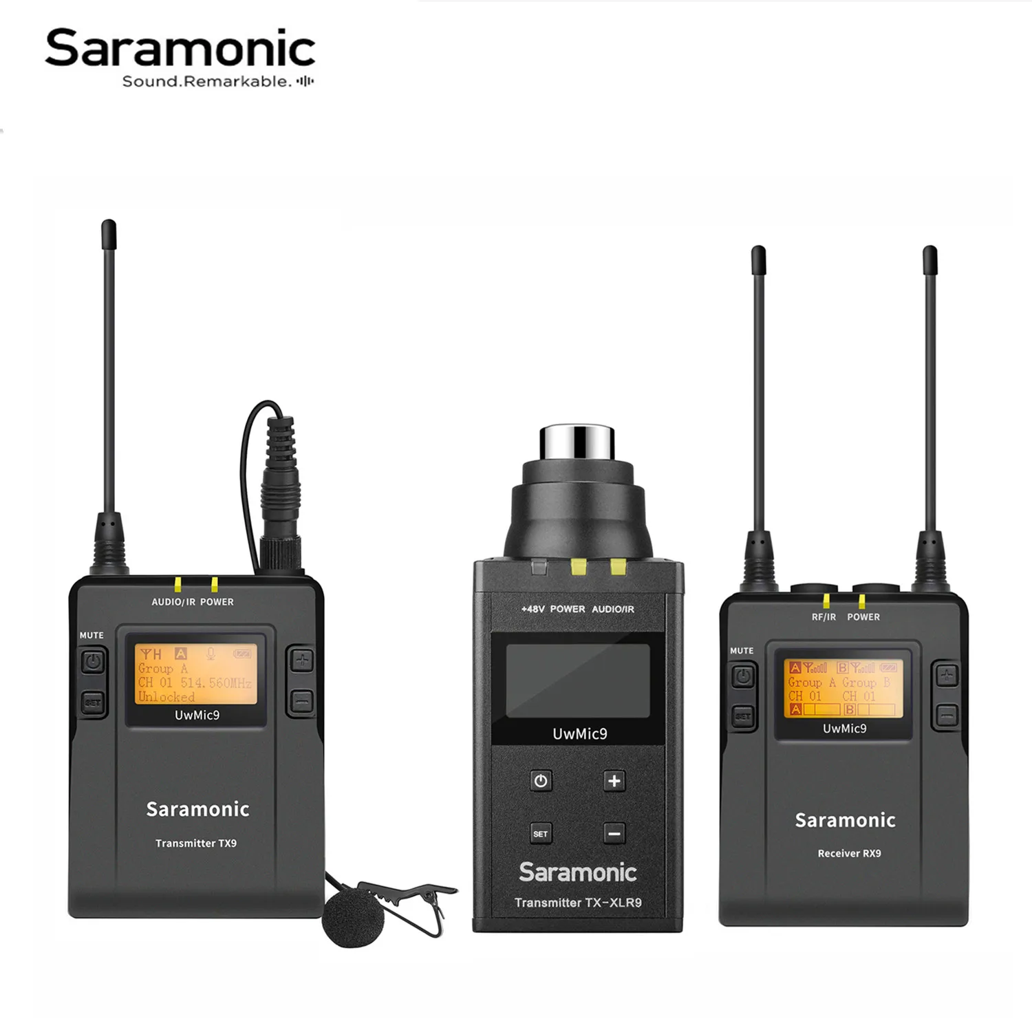 Saramonic UWMIC9 Kit5/kit6 UHF Wireless Lavalier Microphone with Audio Monitor Function Camera Lapel Mic for Smartphones DSLR |