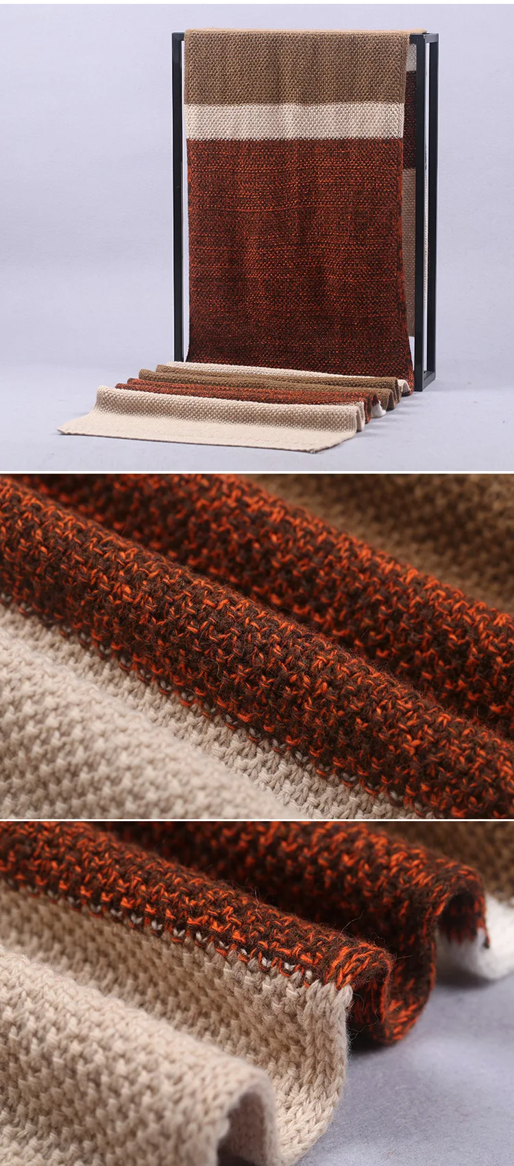 2021 Winter Warm Long Knitted Scarf Men's Korean Fashion New Wool Jersey Color Matching Plaid Wild Thick Scarves Boy Students mens head wrap bandana