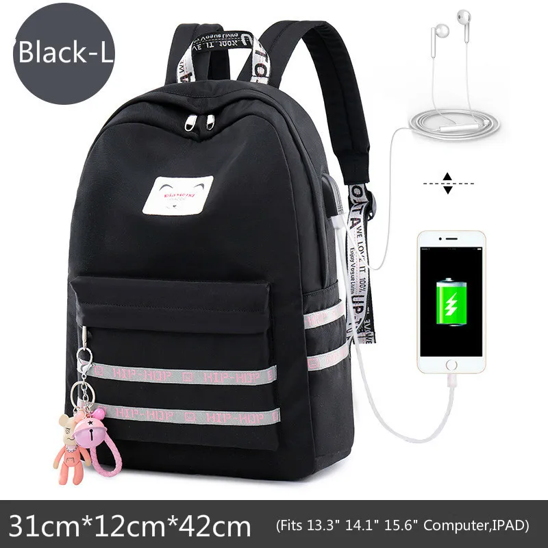 Модный школьный рюкзак для девочек Mochila Infantil Escolar, школьный рюкзак, школьный рюкзак для девочек - Цвет: Black