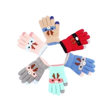 Для малышей, детей, Зимняя шерстяная вязаная варежки с рисунком оленя, перчатки для детей, детские уличные перчатки, подарок на Рождество