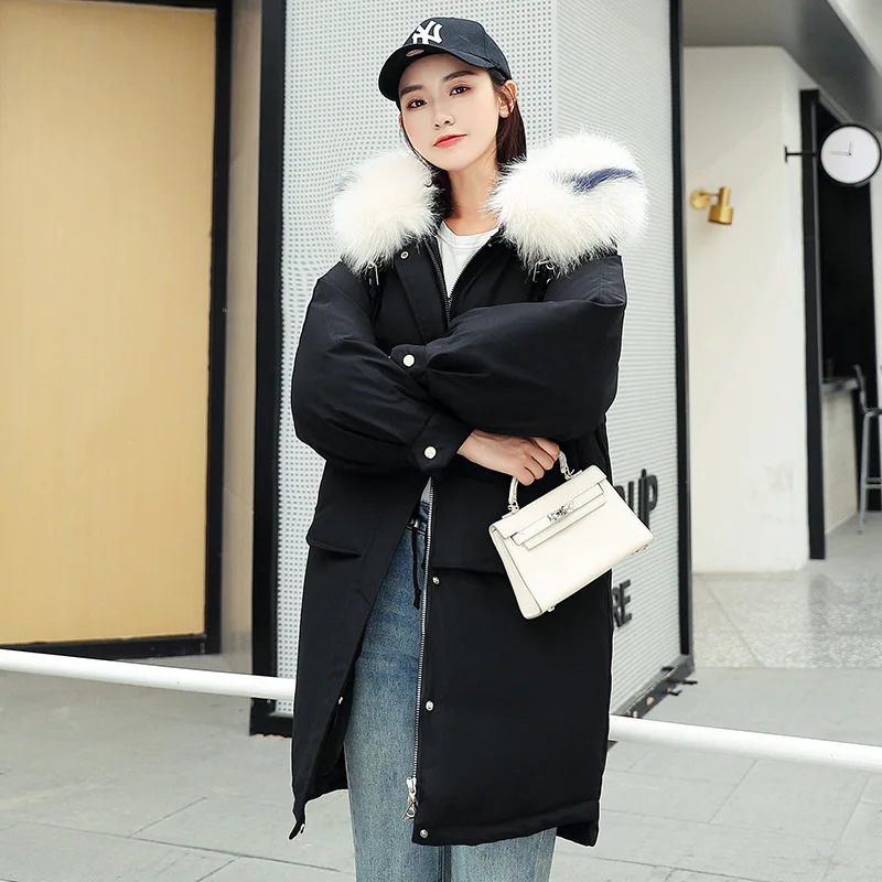 

Mid-length Cotton-padded Clothes Women's 2019 New Style Korean-style Hooded Loose-Fit Simple Cotton Coat Winter WOMEN'S Dress Fu