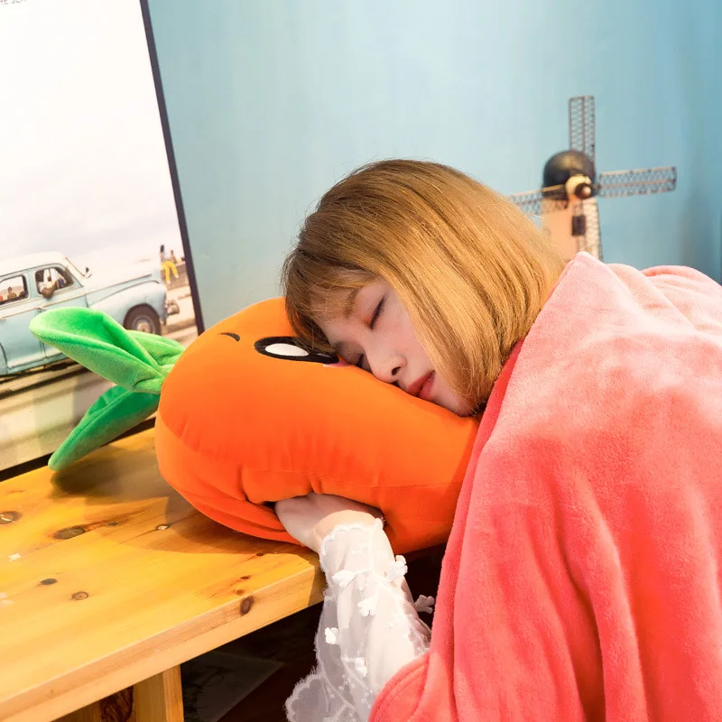 

Creative Cartoon Carrot Airable Blanket Pillow Custom Three-in-One Hand Warmer-Hand in Airable Cover Plush Cushion