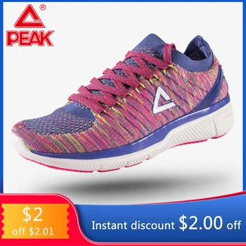 

PEAK Women Running Shoes Breathable Woven Sock Sneakers Shoes Culture Textile Light Sports Shoes for Women E72238H