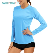 WOLFONROAD – T-Shirts UPF à manches longues pour femmes, 50 +, à séchage rapide, Protection contre le soleil et les UV, chemises de randonnée en plein air, Tops pour filles