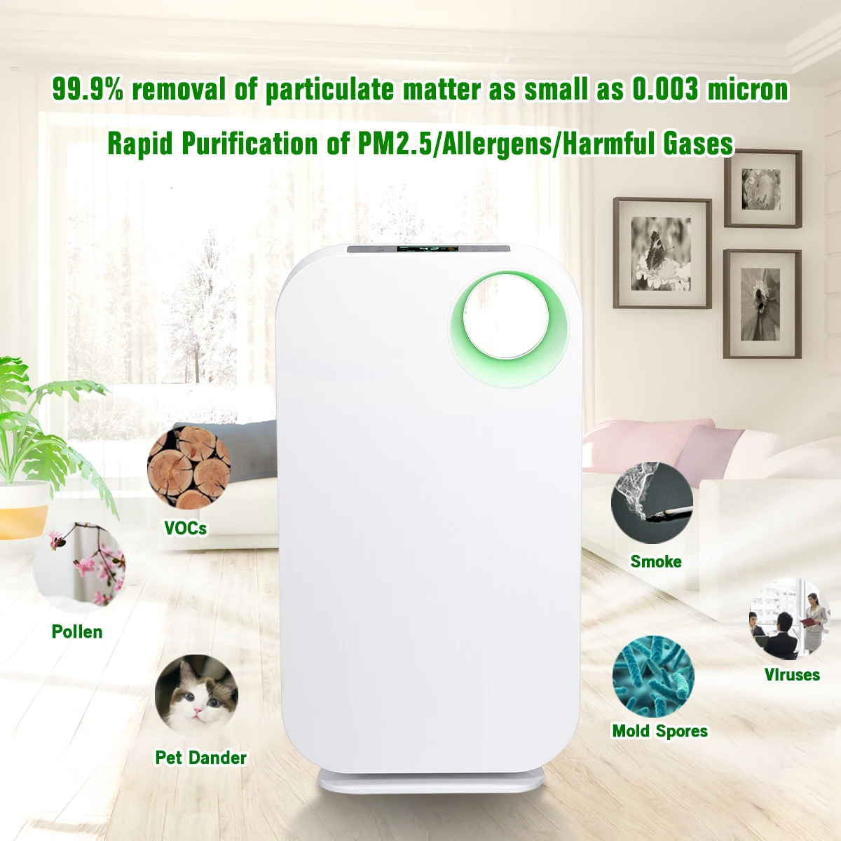 AUGIENB hepa-фильтр для домашнего Воздухоочистители 5, поглощающие запах спортивные аллергии фильтру для PM2.5 дыма пыли пресс-формы с индикатор качества воздуха
