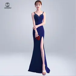 Skyyue вечернее платье на бретельках платье с v-образным вырезом De Soiree Сплит Кристалл женские вечерние платья 2019 без рукавов элегантные