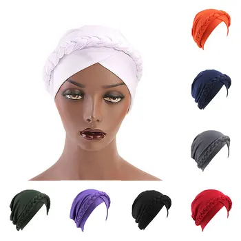 

arab wrap turban Resuable Bonnet Head Scarf for muslim women solid cotton turban bonnet hijab Caps Inner hijabs femme muslim hat