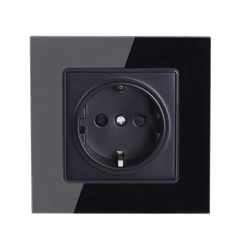 86 GR socket Тип 86 бытовой выключатель розетка любая точка черное зеркало стекло светодиодный 1 2 3 4 банды 1Way 2Way настенный выключатель розетка панель ЕС USB разъем - Цвет: 86 GR socket