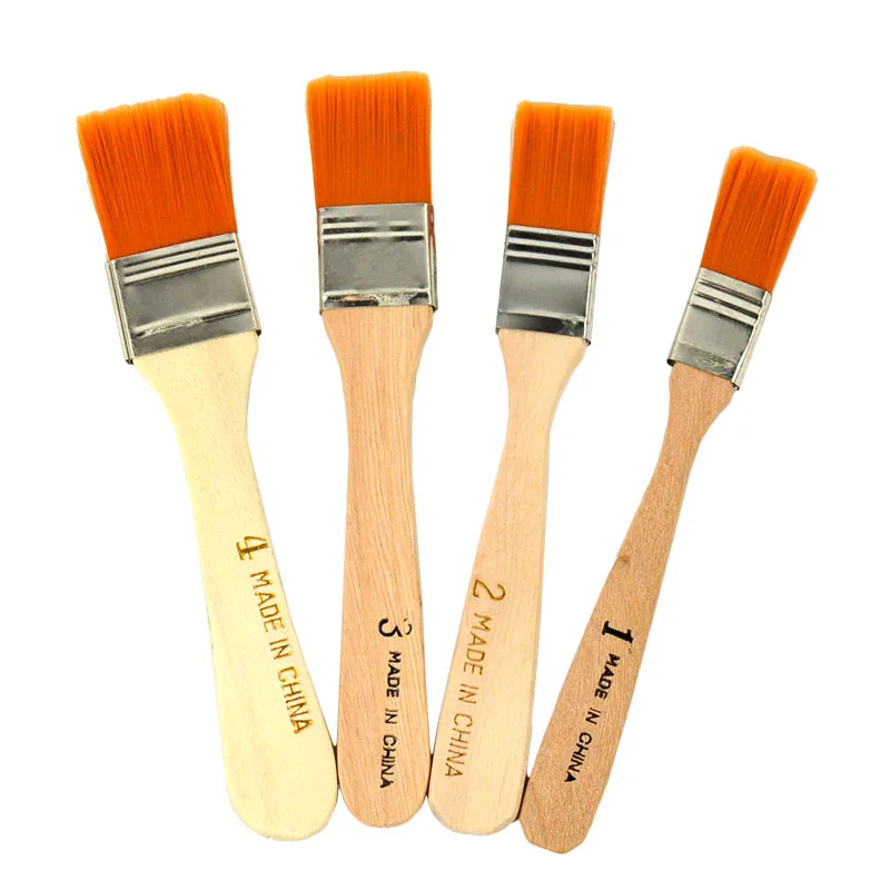 Kit di pennelli per pittura a olio acrilica per capelli in Nylon con manico in legno da 4 pezzi per il disegno dell'artista