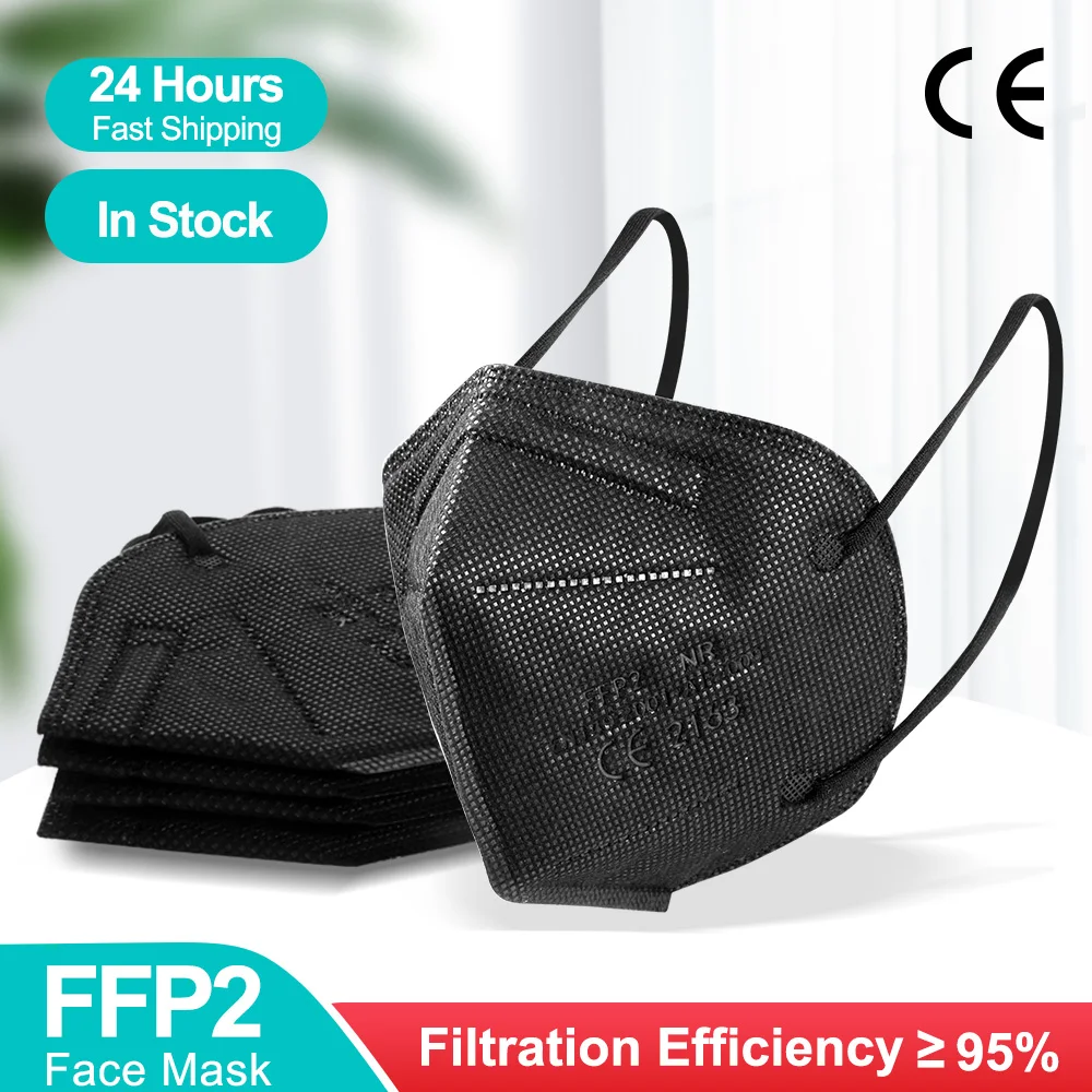 Negro FFP2 Mascarilla fpp2 homologada kn95 máscaras 5 Layers5-100PCS FFP2 máscara reutilizable de KN95 negro FPP2 FP3mask