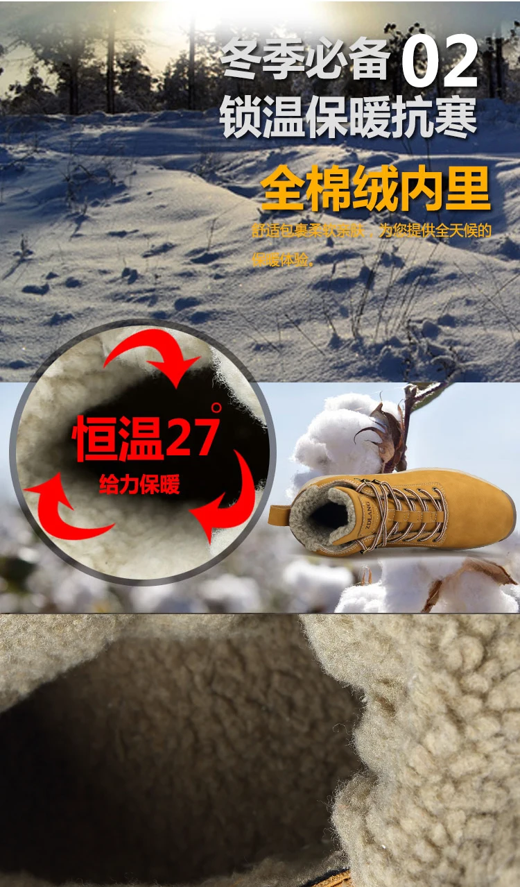 New Winter Warm Men Boots PU Leather Fur Plus Men Snow Boots Handmade Waterproof Working Ankle Boots Top Men Shoes Size 36-46