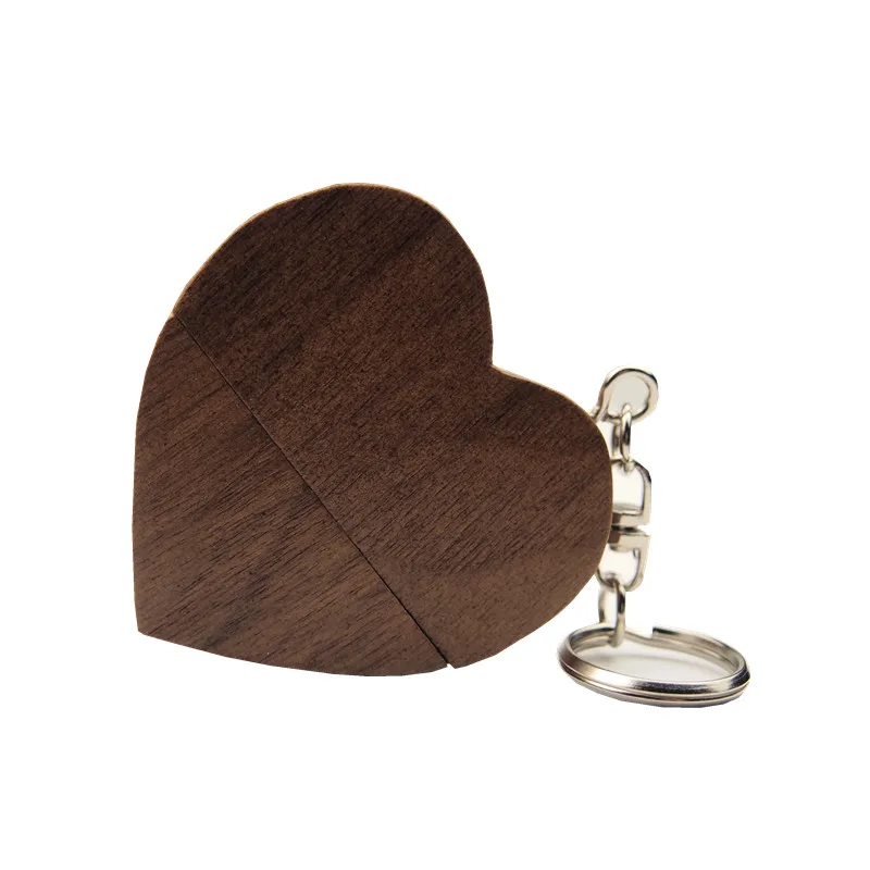 Walnut wood USB 2,0(10 шт. бесплатный логотип) деревянная любовь сердце Usb флеш-накопитель 4 ГБ 8 ГБ 16 ГБ 32 ГБ логотип клиента ручка-накопитель свадебный подарок - Цвет: Walnut wood