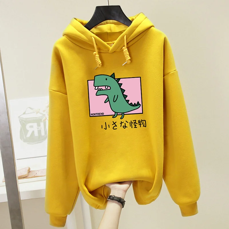 Женская толстовка с капюшоном Harajuku размера плюс толстовки принтом динозавра Kawaii