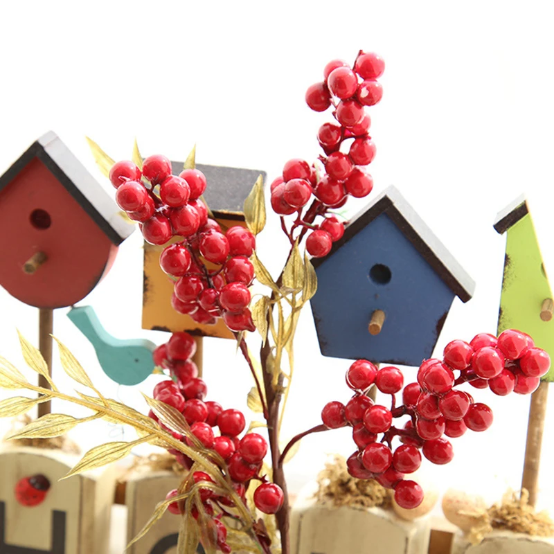 1 шт. рождественские красные искусственные фрукты ягоды бобы с цветами для