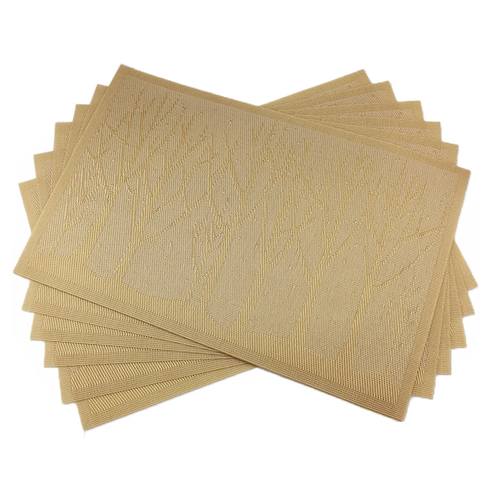 6Pcs Tree gold JANKNG, 6 шт., ПВХ коврики для стола, Нескользящие, водонепроницаемые подставки, лист, цветок, дерево, декоративные коврики для стола, кухонные аксессуары - Цвет: 6Pcs Tree gold