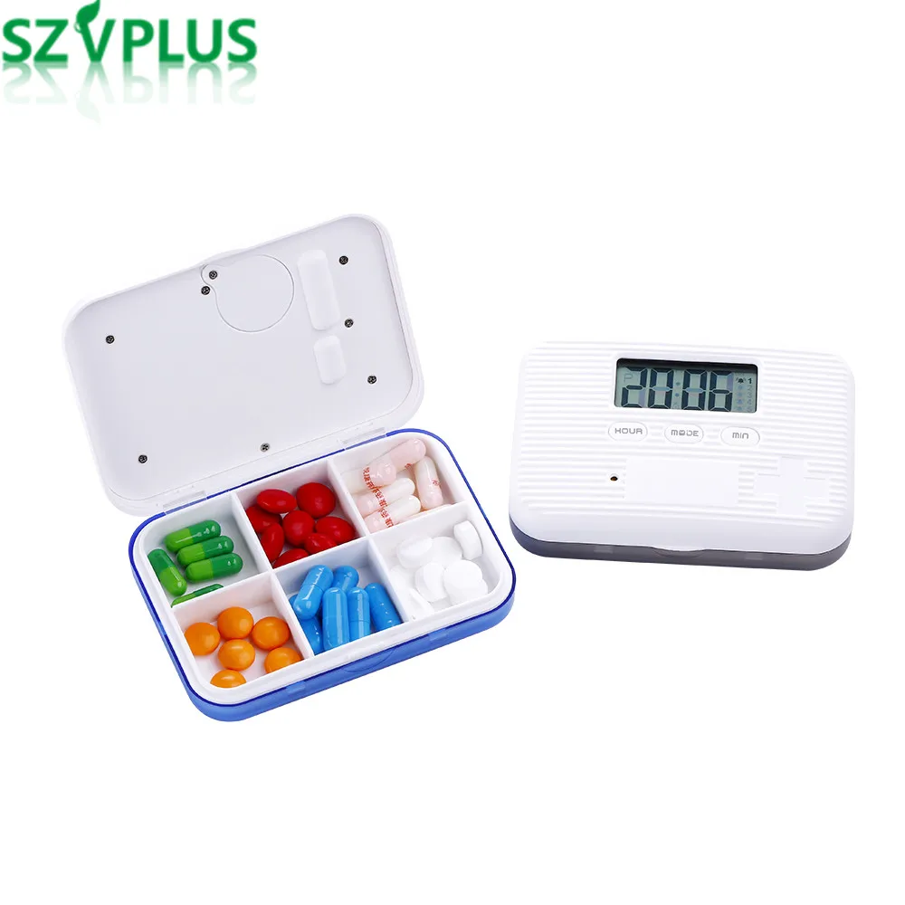 

Strong vibration Separated Pill Organizer Box Case & Splitters Electronic Timer Alarm Clock Reminder Medicine Storage Dispenser