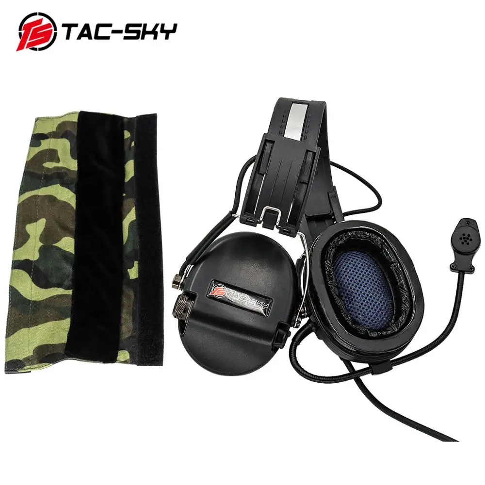TAC-SKY Airsofte Sordin silicone earmuffs noise reduction pickup military tactical hunting shooting headphones -BK