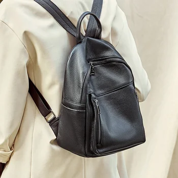 

women's genuine leather backpack female high quality cow leather small backpacks women fashion back pack bag for travel backbag