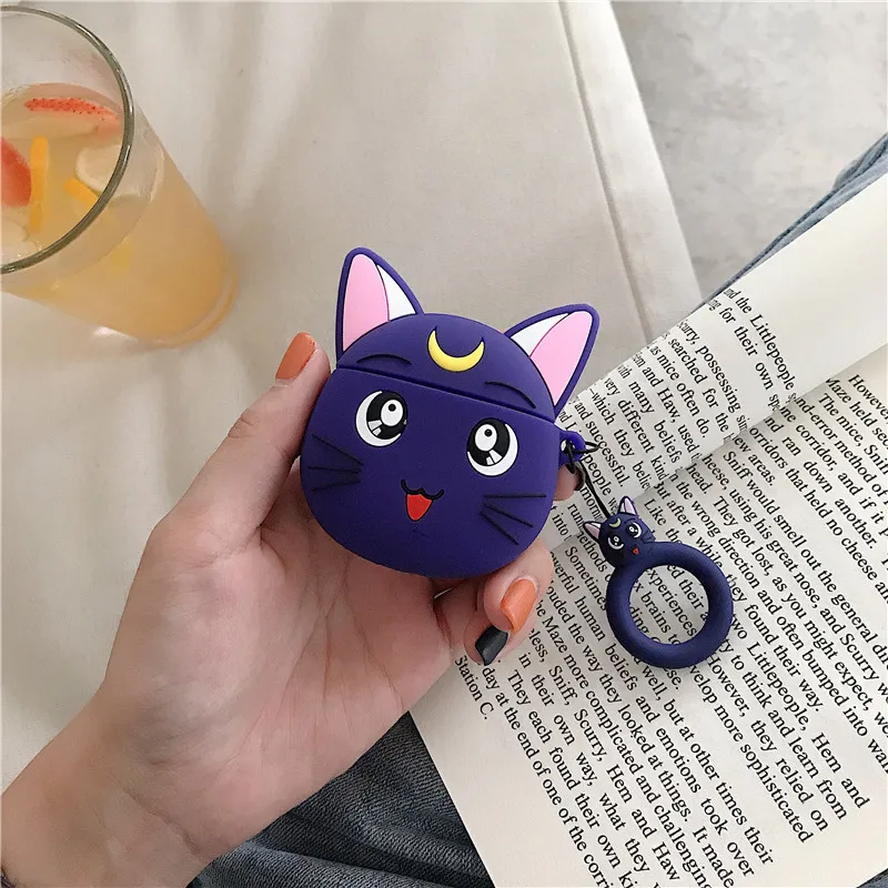 Аниме карточка Captor Sakura Luna кошка Сейлор Мун кукла брелок Bluetooth наушники зарядное устройство Коробка Чехол Silcone защитный чехол - Цвет: 2