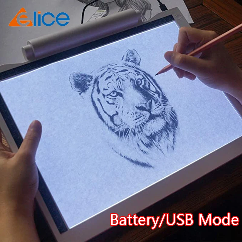 A4 Light Box for Tracing Portable Battery Power Cable 5600 Lux Dimmable Brightness LED Artcraft Tracing Light Pad for Artists Drawing Sketching Animation Stencilling X-rayViewing Light Box&Carry Bag