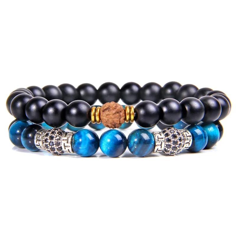 2 шт./компл. Натуральный камень тигровый глаз бисер браслет модное ювелирное