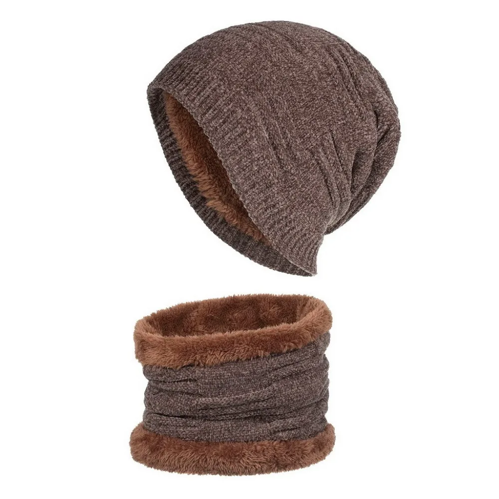 Beanies, зимняя шапка, мужская шапка, зимняя шапка, одноцветная шапка с воротником, набор, плюс бархат, толстая вязаная шапка и глушитель, шапка бини, Muts#2O21