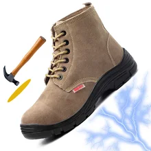 Противоскользящая Мужская Рабочая обувь со стальным носком 6 кВ электрическая изоляция, защитная обувь для мужчин легкие удобные защитные ботинки