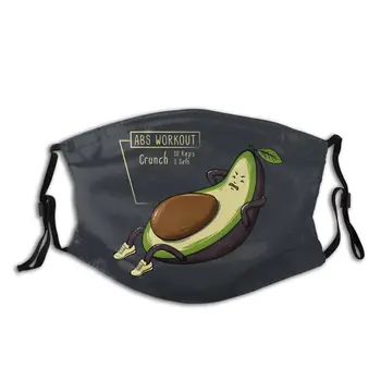 

Avocado Abs Workout Non-Disposable Face Mask Printed Anti Haze Dustproof Mask Protection Cover Respirator Mouth Muffle