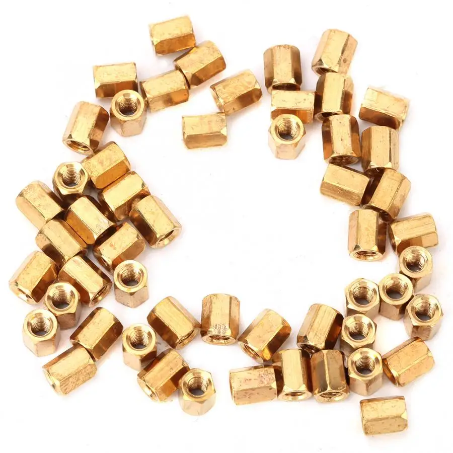 

50Pcs Brass M3*6mm Hollow Double Pass Printed Circuit Board Standoff Hex Spacer